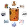 Waszakken vouwmand Abstract Bloemen Zonnebloemen Rond opslag Bin Grote Hamper Invouwbare kleding speelgoed Emmer Organisator