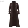 Men's Coat Vintage Medieval Costumes Steampunk Gothic Black Long Jacket Coat Vampire Cosplay Pirate Halloween Outfit S-4xl