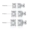 KnobSpin D VVS1 Emerald Cut Moissanite Earring S925 Sterling Sliver PLATED met 18K witte gouden oorbellen voor vrouwen fijne sieraden