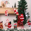 Fyllda plyschdjur 2024 julelektrisk jultomten klättring stege plysch docka kreativ musik fader jul barn nyår dekoration present l411