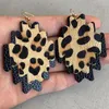 Dangle Ohrringe Western Stil Aztec Leopard Kuhmuster Leder Doppelschichten strukturierte Lightweigt Jewelry Geschenk