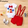 Trousers Prowow My 1st Birthday Outfit for Boy Balloons Romper Strap Overalls Pants 2pcs Birthday Baby Boy Clothes Cask Smash Outfit