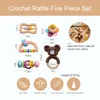 Crochet Animal Musical Rattle Soother Wooden Teether Baby Product mobile Pram Crib ring