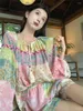 SOBRE DE PISTAS DE MOMEN PLAMTEE Sunsco solar Mujeres vintage Sets Bluses INDIA Folk Gentle Summer Sumning Full manga con elegancia