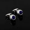 Cuff links camisa de luxo azul cristal de cristal silverlinklinks de brand links modernos para homens presentes para marido presente para homens de alta qualidade presente y240411