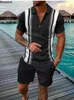 Mens Polo Suit Fashion Men de mode Souleux Summer V-Neck Zipper à manches courtes Polo Polo