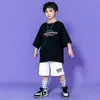 Kids Carnival Kpop Hip Hop Clothing Graffiti T Shirt أعلى شورت الصيف للمراهقين الفتاة بوي بويز رقصة الرقص ملابس الرقص