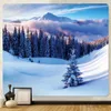 Snow Forest Tapestries Tapestry Hippie Nature Boho Wall Decor achtergrond Stoffe laken Bedroom Room Aesthetiek Dorm Home Decoratie R0411