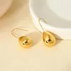 Dangle Earrings INS Trend 16K Gold Plated Stainless Steel Fish Hook Teardrop For Women Texture Waterproof Drop Jewelry