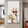 Ddhh wall art toile imprimer couleur animal image girafe peinture de peinture familiale pour le salon décoration intérieure sans cadre