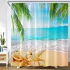 Ocean Beach Shower Curtains Island Sailboat zeester zeeschildpad vissen onder water landschap bad gordijn stoffen badkamer decor haken