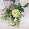 Decorative Flowers 1pc Artificial Flower Eucalyptus Rose Bouquet Wall Decoration Wedding Plastic Decorations