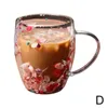 Bouteilles d'eau 250/350 ml tasse de verre à café à double couche avec poignée fleurs cuisine sèche fournitures transparentes de lait remplisseur de ménage z9v7