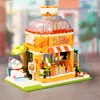 Nya härliga gataflickor sätter katt Strawberry House Building Block Creative Mike Tea Store Bricks Diy Holiday Kids Girl Touss Gifts