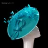 Green Sinamay Fascinator Hat Femme Chef de mariage Headwear Party Wames Dames Kenducky Race Fascinateurs Clip Clip CHAPEAU 240401