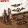 NAIERDI Zinc Alloy Vintage Furniture Handle European Bronze Classical Antique Cabinet Handles Drawer Pulls for Kitchen Cupboard