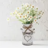 Arrangement de fleurs en forme de coeur vintage bouquets bouquets jug de lait 19.5x10cm décor floral fer blanc fer