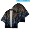 Modèles géométriques imprimés Gradient lâche Cardigan japonais Streetwear Men Femmes Kimono Beach Shorts Shirt Haori Cosplay Yukat