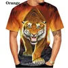 Mäns 3D Fire Tiger Printing Short Sleeve T-shirt Summer Hot Style Loose and Bekväm stora mäns 2023