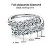 Full Moissanite Engagement Ring For Women D Color Moissanite Diamond 925 Sterling Silver Jewelry Double Row Wedding Band Jewelry