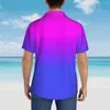 メンズカジュアルシャツネオンシャツブルーとピンクのエレガントな夏の男短袖ビーチハラジュクグラフィック特大のブラウス