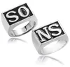 2pcs les anneaux Men Rock Punk Cosplay Costume Silver Taille 8-13 Motorcycle Ring Finger6117686