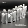 Stobag 50st aluminium folie vätskepaket dricksäckar munstycke juice dryck mjölk tätning stand up förvaring återanvändbar plastpåse