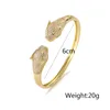 Bangle Stylish Hip-Hop Women Bangles Gold Color Leopard med CZ Stone Row Bling Party Jewelry Gift