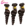 Bounchles brésiliens à cheveux humains Bundles Wave Only # 2 Dark Brown 1/3/4 Facts 9A Remy Hair Extensions 8-26 pouces