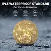 Garden Solar Lights Cracked Glass Ball Waterproof LED for Outdoor Decor Decorations Pathway Patio Yard Lawn, Warm White