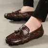 Casual schoenen mannen comfortabel lederen merk krokodil patroon oxfords rijden loafers Italiaanse kwastje schoen