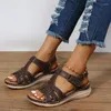 Kleiderschuhe Frauen Keilsandalen Sommer Open Toe Rome Lighygewicht weiche Plattform Casual T-Strap Hakenschleife Lady Sandalias