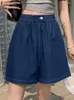 Shorts blu in denim di moda ZANZEA Summer Casual Elastic Women Solid Women Elegant Ol Work Pantalon Wide Leg Beach 240411