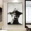 Abstrakte schwarze weiße Leinwand Malerei Wandkunst Surrealismus Plakate und Drucke Frau Bild für Wohnzimmer Modernes Wohnkultur Geschenk