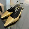 Femmes pointues sexy High Talons Designer Metal Chain Decor Slingback Femmes Slip on Party Robe Fashion Sandales Mujer