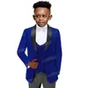Paisley 3 pièces Kids Wedding Cost Boys Ring Tuxedo Mariage Party Kids Blazer Vest and Pantal