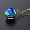 Northern Lights Glass Ball Pendant Collier Luminal Glow dans Dark Jewelry Astronomy Gift