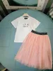 Brand baby tracksuits summer girls Dress suit kids designer clothes Size 90-150 CM t shirt and Pink lace long skirt 24April