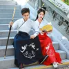 Unisex Adult Martial Style Hanfu Female Traditional Chinese Clothing Cross-Collar Han Suit Male Ancient Cosplay Couple Costume