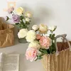 Decorative Flowers 3 Heads Fake Peony Vases For Home Decoration Accessories Wedding Scrapbooking Garden Household Products