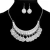 Ethnic Gypsy Tribal Boho Choker Necklaces For Women Vintage Statement Coin Tassel Rhinestone Necklace Earrings Jewelry Sets