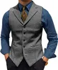 Herrdräkt västar Leisure Wool Tweed Plaid Waistcoat Slim Fit Vests för bröllop