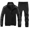 Contracte de parcours décontractés pour hommes à manches longues Jogging Jogging Running Cost Sweins Sweins Sweet Track Vestes + Pantalon Pantalon 2 pièces Sports de basket-ball