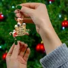 Simulated Puppy Christmas Ornament Lovely Tree Gift Ornament Dog Print Christmas Ornaments Wood Keychain Pendant Kawaii Gift
