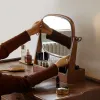 Massives Holz Desktop Make -up Mirror Schlafzimmer Kommode Schmuck Aufbewahrung Einfacher Schlafzimmer Schminktisch aussehend Glas 360 Drehen