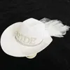 Decorazione per feste novità copricapo da sposa cappello da cowboy paillettes western surround brida doccia