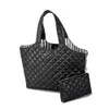 Two Sided Available Women Tote Bag Fashion Puffer Pu Shoulder Quilted Handbag