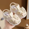 Summer Bebek Kız Slip Olmayan Sandalet Kapalı Toe Flats Toddler İlk Yürüteçler Beşik Ayakkabı Açık Bebek Çocuk Sandal