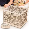 Fournitures de fête 1pc Boîte de mariage Enveloppe Gift Boîtes en bois Boîtes en bois creuses pour motif floral décor