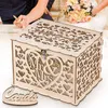 Partyzubehör 1PC Hochzeitskartenbox Umschlag Geschenk Holzkisten hohl Blumenmuster Einladung Dekor Dekor